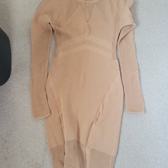 sexy beige tan bodycon dress - Picture 3 of 4